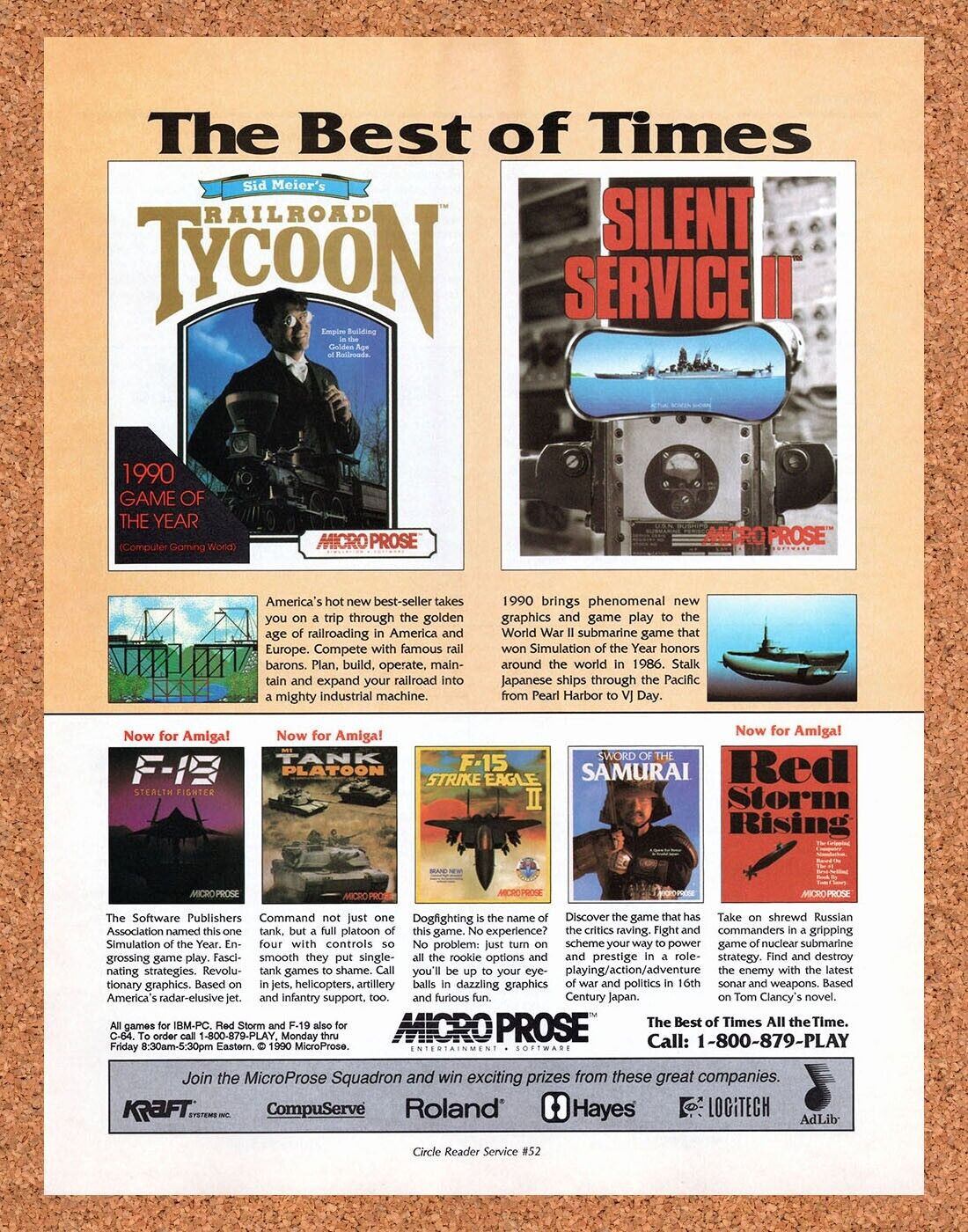 MicroProse PC Games Original 1991 Vintage Ad - Silent Service Game Promo
