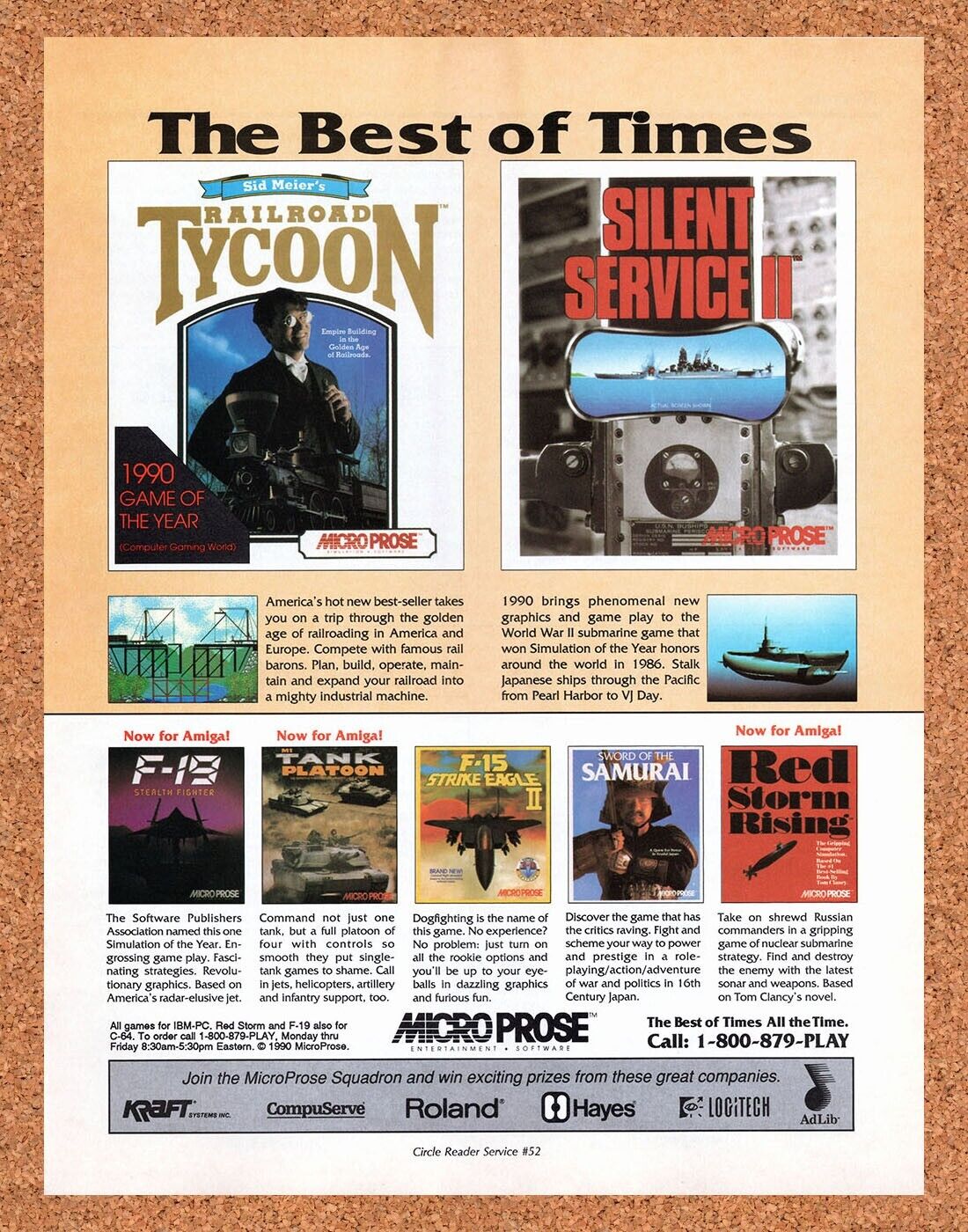 MicroProse PC Games Original 1990 Vintage Ad - Silent Service Game Promo