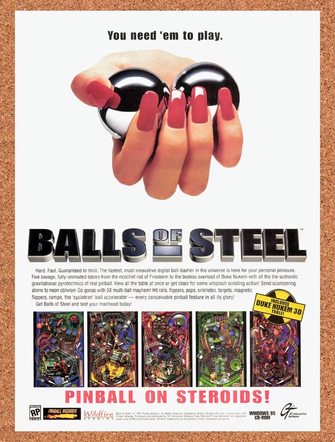 1997 Balls Of Steel PC Original Advertisement / Retro Promo v1