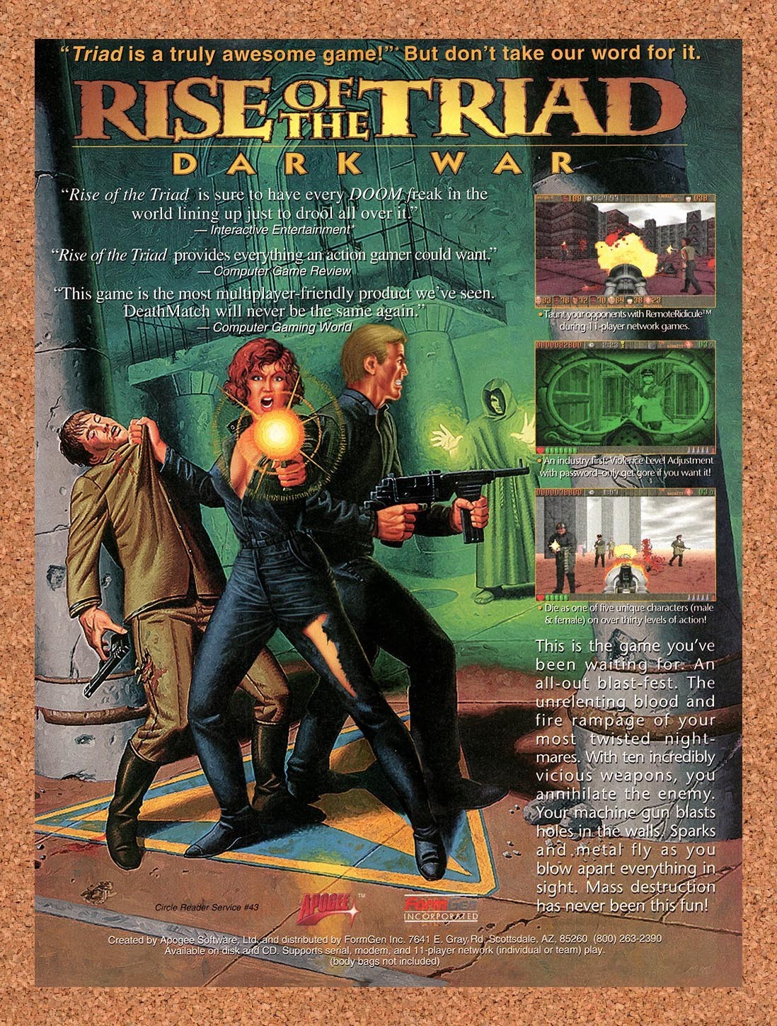 1995 Rise Of The Triad Dark War PC Original Advertisement / Retro Promo v1