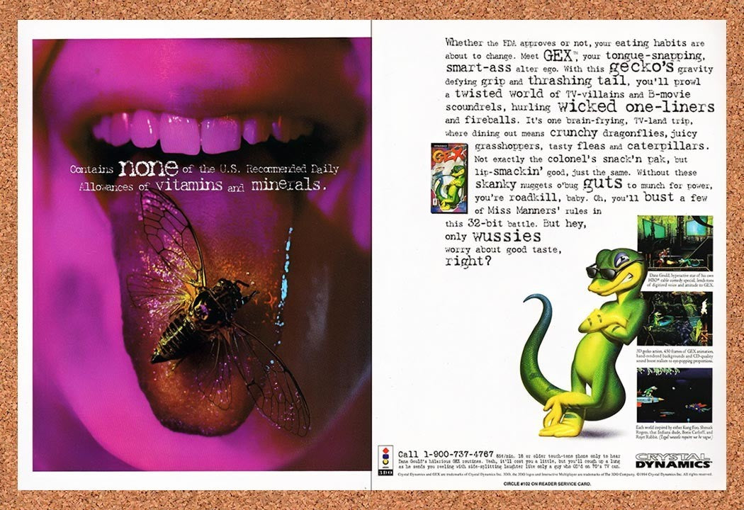 1995 Gex Saturn Original Advertisement / Retro Promo v4