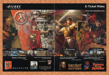 Sierra Studios PC Games Original 2001 Ad Authentic Half-Life Video Game Promo