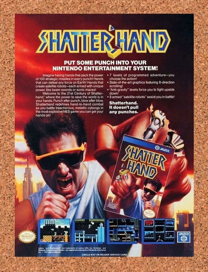 Shatterhand NES Original 1991 Ad Authentic Nintendo Video Game Promo