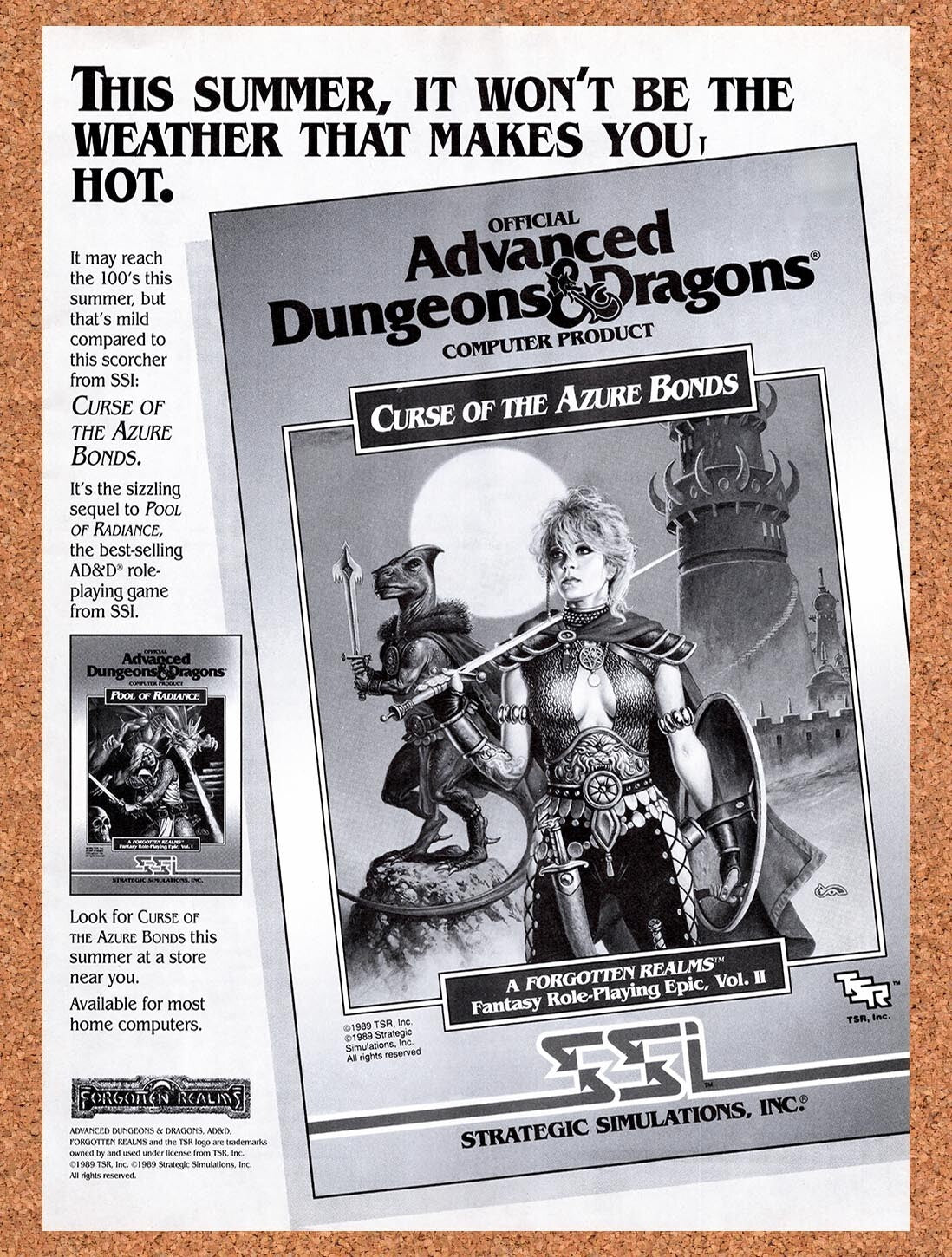 1989 Advanced Dungeons & Dragons Curse Of The Azure Bonds IBM Original Ad v1