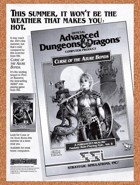 1989 Advanced Dungeons & Dragons Curse Of The Azure Bonds IBM Original Ad v1