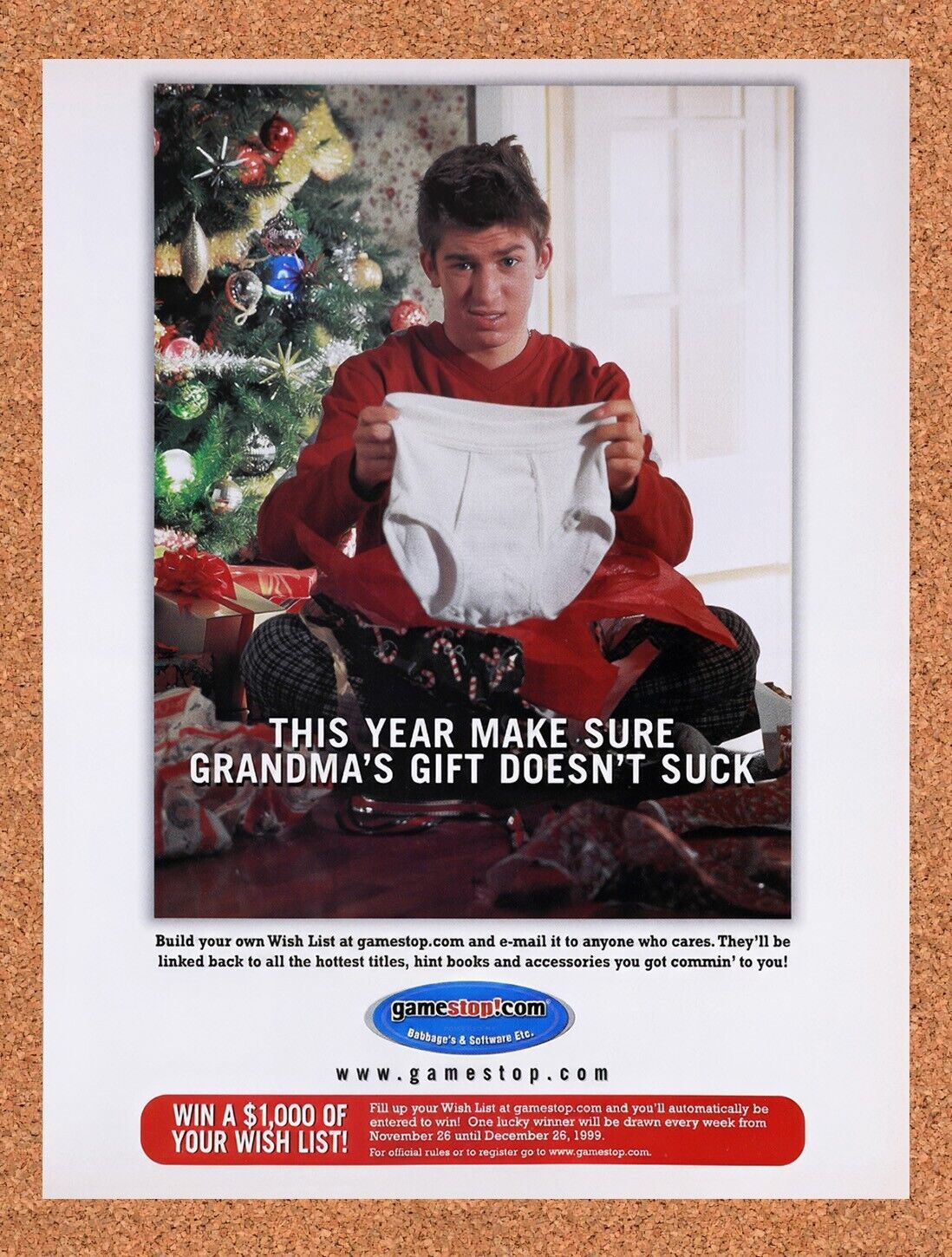 1999 GameStop Christmas Original Advertisement / Retro Wall Art v4