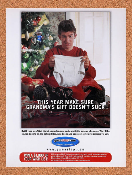 1999 GameStop Christmas Original Advertisement / Retro Wall Art v4