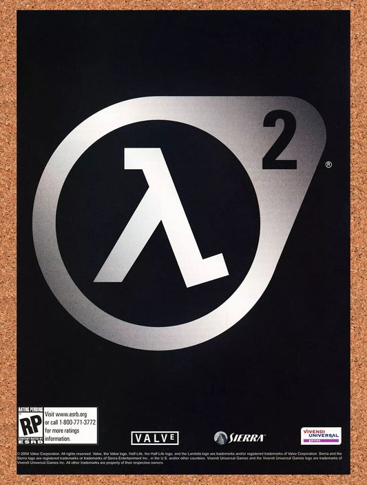 Half-Life 2 PC Logo Original 2004 Ad Authentic Sierra Video Game Promo v1