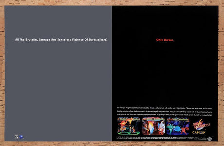 1996 Night Warriors Dark Stalkers Revenge Saturn Original Ad / Retro Wall Art v1