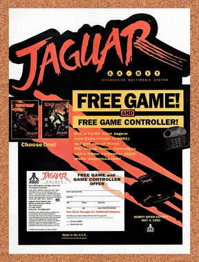 1995 Atari Jaguar Free Game & Controller Offer Original Ad / Retro Wall Art v14