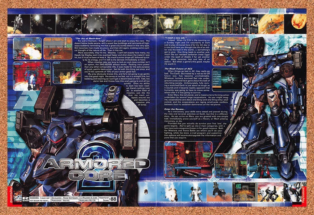 2000 Armored Core 2 PS2 Original Advertisement / Retro Promo vr2