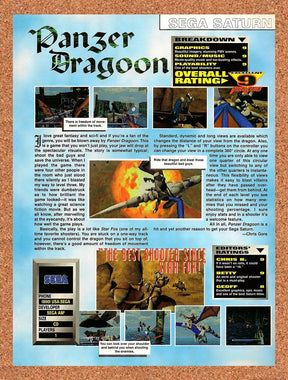 1995 Panzer Dragoon Saturn Original Advertisement / Retro Promo vr1