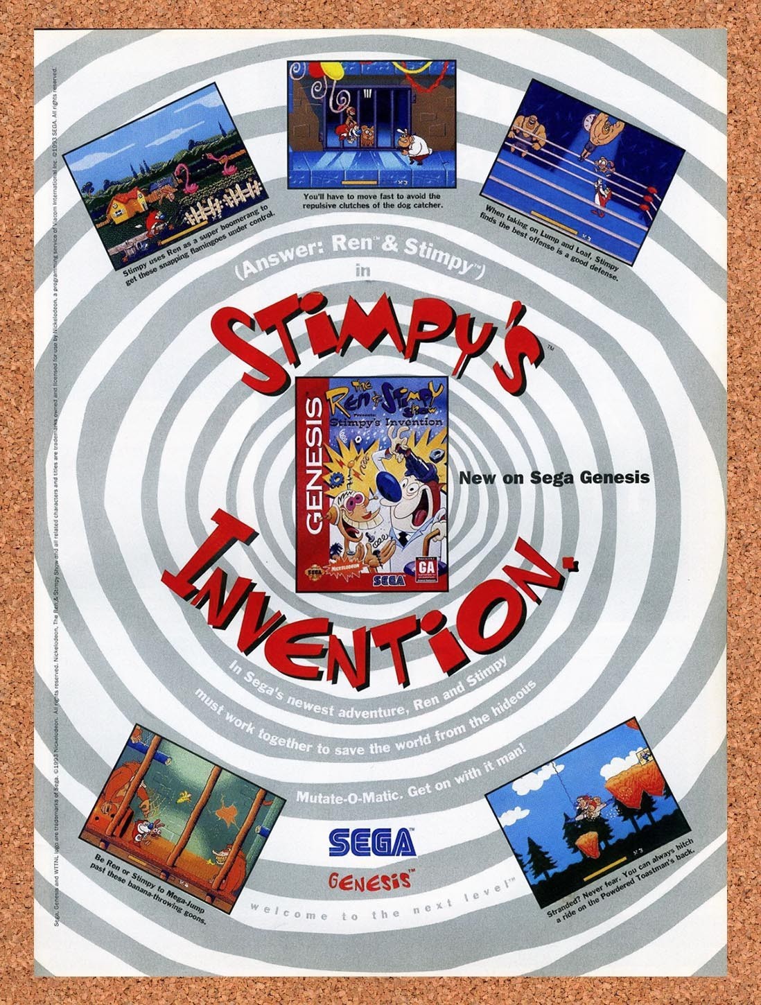 1994 Ren & Stimpy Stimpy's Invention Genesis Original Advertisement / Promo v1