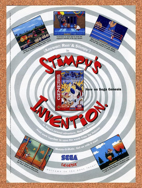 1994 Ren & Stimpy Stimpy's Invention Genesis Original Advertisement / Promo v1