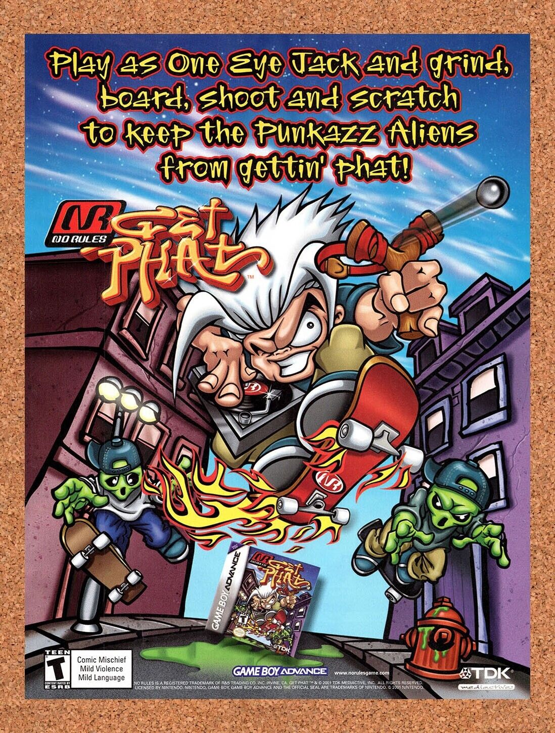 2001 No Rules Get Phat GBA Original Advertisement / Retro Wall Art v1