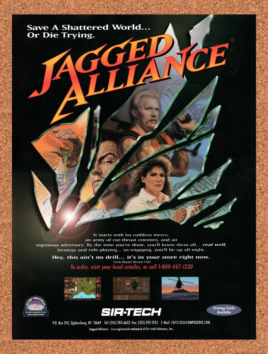 1995 Jagged Alliance PC Original Advertisement / Retro Wall Art v1