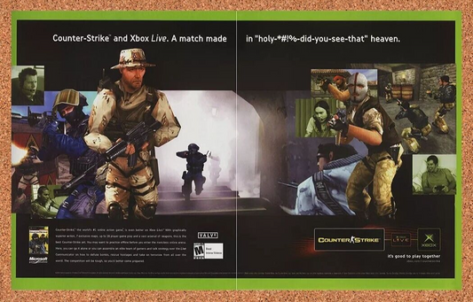 Counter-Strike Xbox Live Original 2004 Ad Authentic Valve FPS Video Game Promo