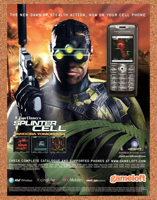 Splinter Cell Pandora Tomorrow Mobile Original 2003 Vintage Ad - GameLoft Promo