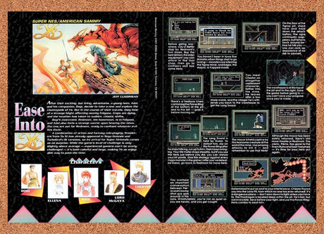 1992 Ys III Wanderers From Ys SNES Original Advertisement / Retro Promo v1