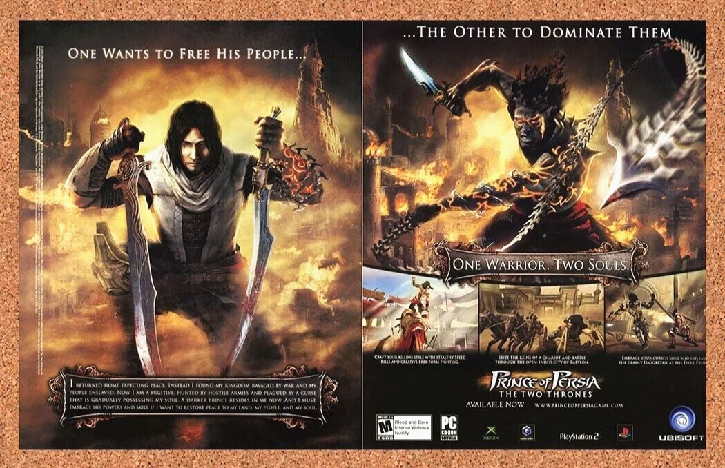 Prince Of Persia Two Thrones Xbox Original 2006 Ad Authentic Video Game Promo