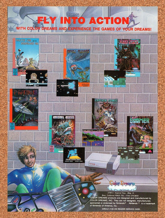 Color Dreams Unlicensed NES Games Original 1989 Vintage Ad - Video Game Promo