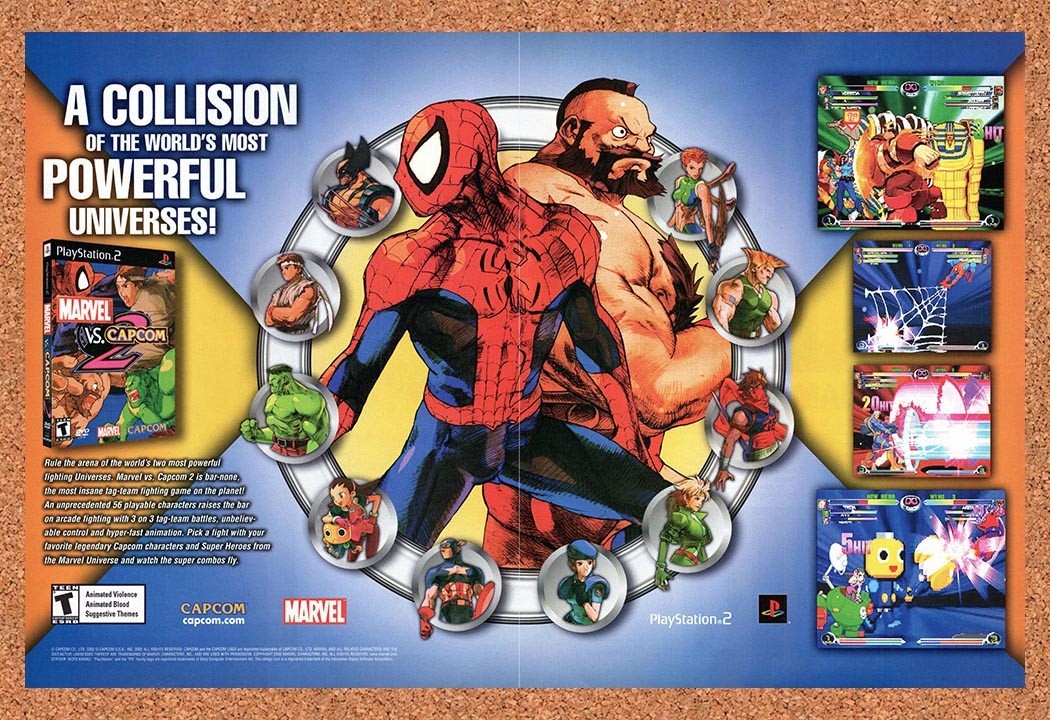 2003 Marvel vs Capcom 2 PS2 Original Advertisement / Retro Promo v3