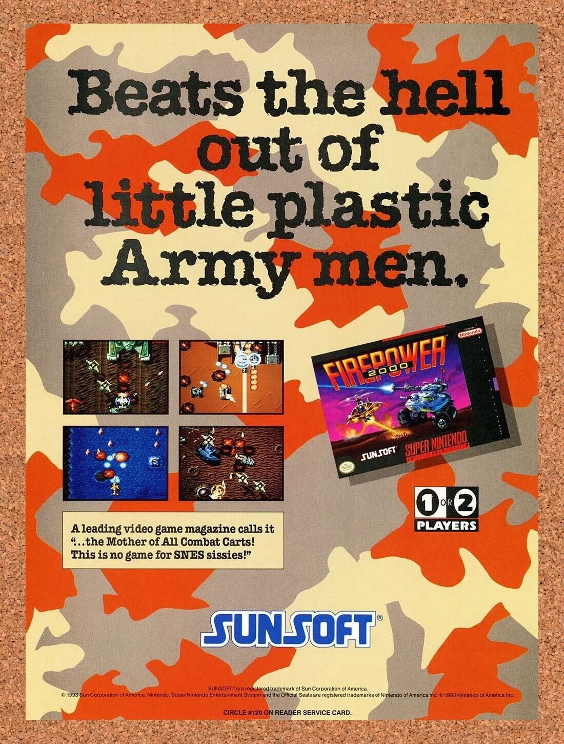 Firepower 2001 SNES Original 1994 Ad Authentic Nintendo Video Game Promo