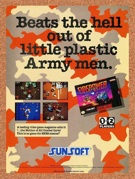 Firepower 2001 SNES Original 1994 Ad Authentic Nintendo Video Game Promo