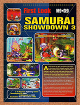 1996 Samurai Shodown 3 Neo Geo Original Advertisement / Retro Promo vr1