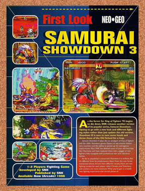 1996 Samurai Shodown 3 Neo Geo Original Advertisement / Retro Promo vr1