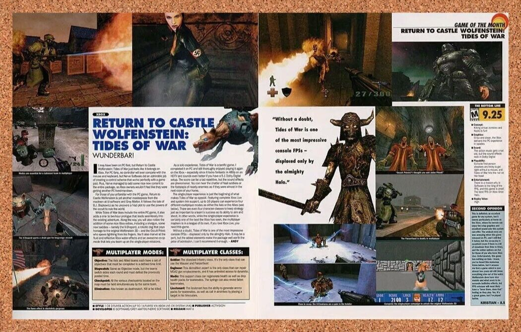 Return To Castle Wolfenstein Xbox Original 2005 Ad Authentic Video Game Promo