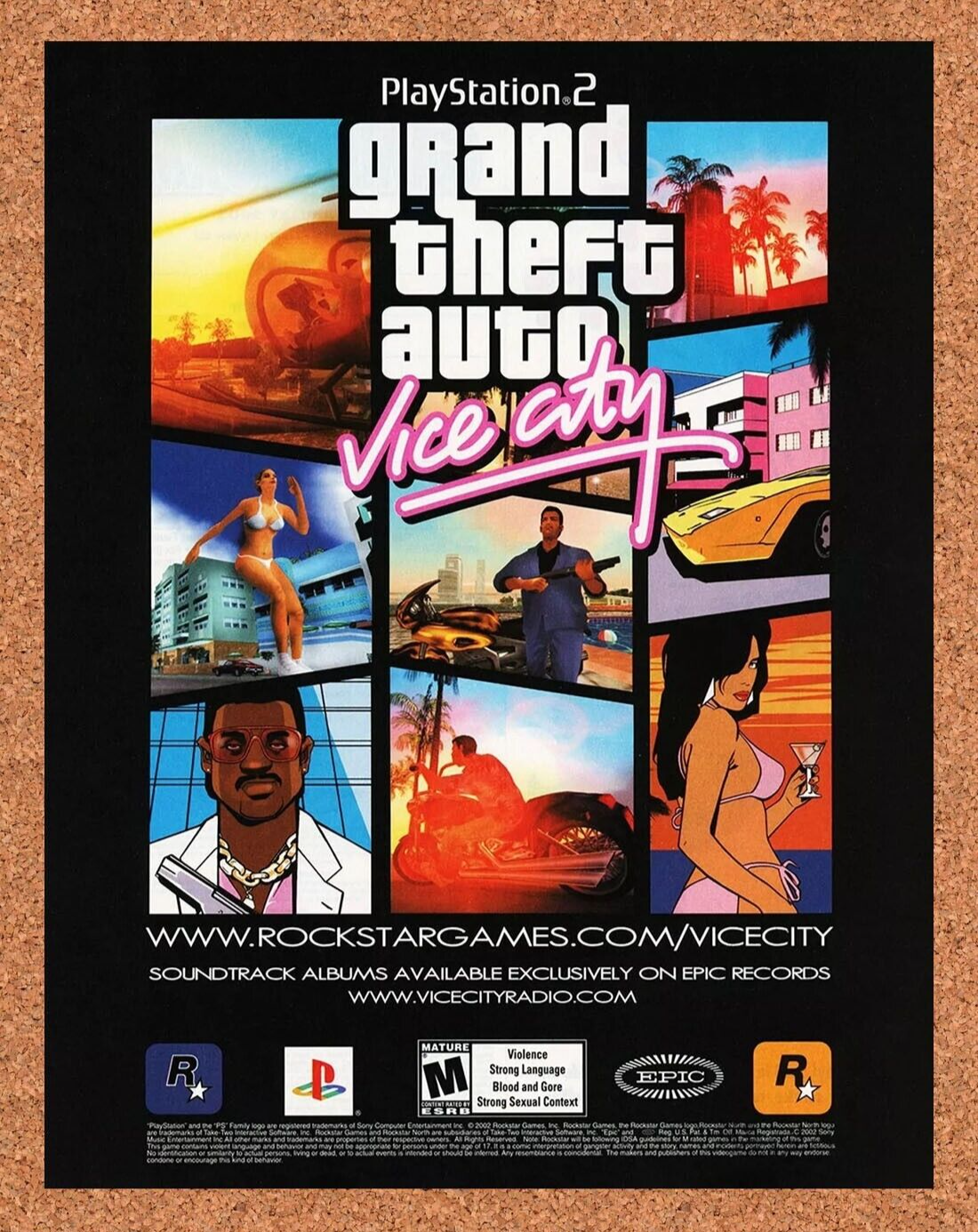 Grand Theft Auto Vice City PS2 Original 2004 Ad Authentic Video Game Promo v1