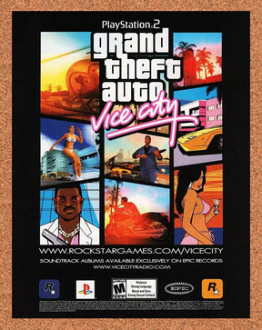 Grand Theft Auto Vice City PS2 Original 2005 Ad Authentic Video Game Promo v1