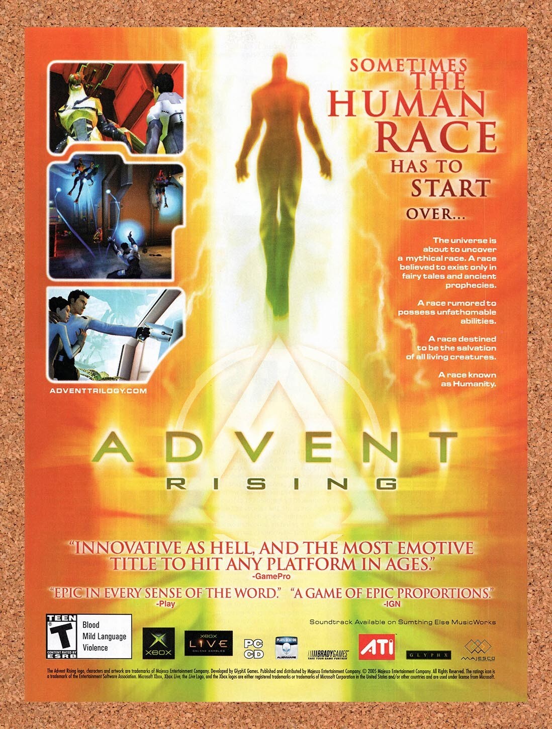 2005 Advent Rising PC Original Advertisement / Retro Wall Art v1