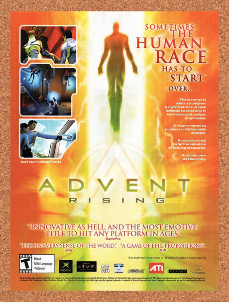 2005 Advent Rising PC Original Advertisement / Retro Wall Art v1