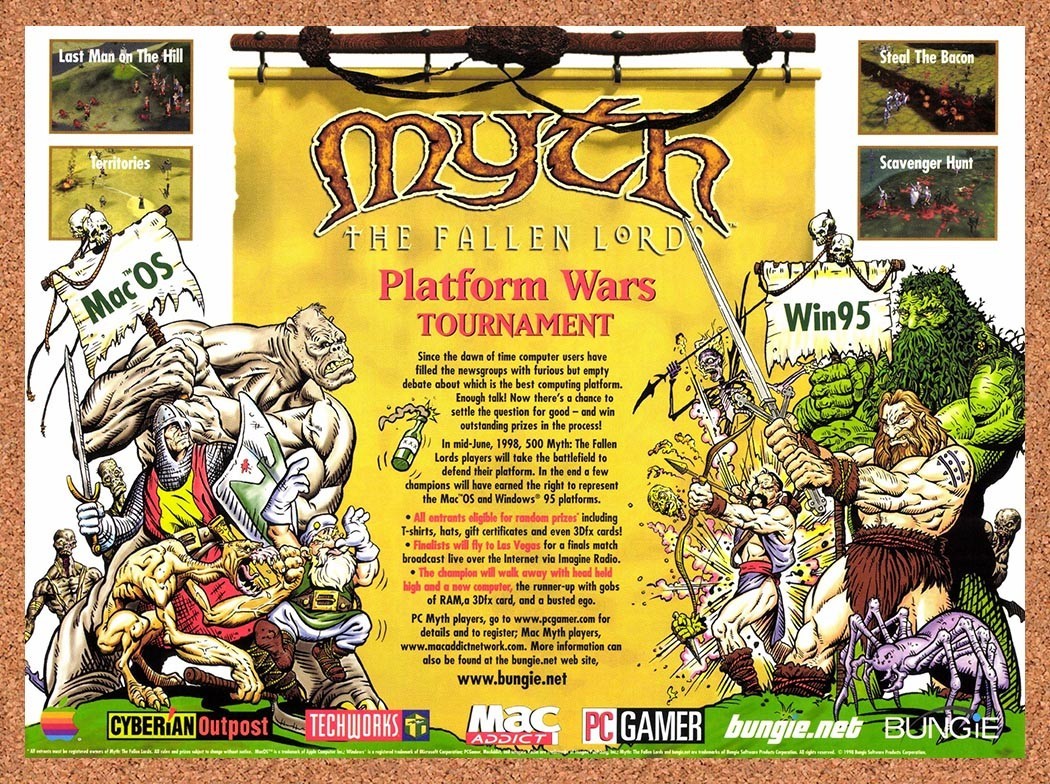 1998 Myth The Fallen Lords Platform Wars Tournament Original Ad / Promo v7