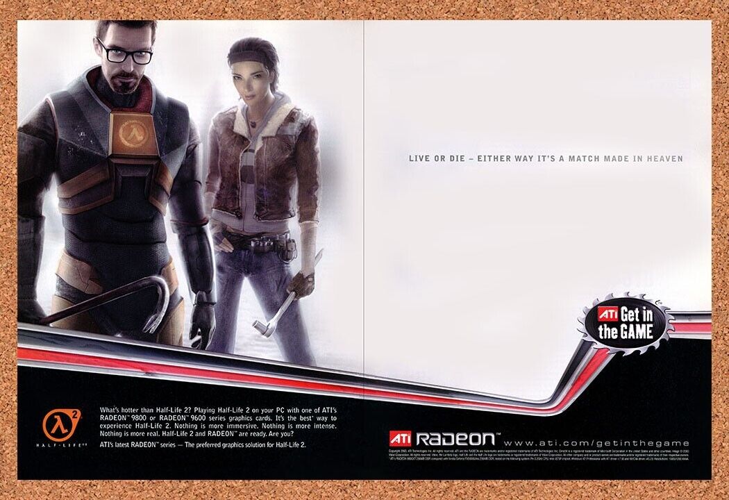 Half-Life 2 PC Original 2004 Ad Authentic ATI Radeon GPU Video Game Promo