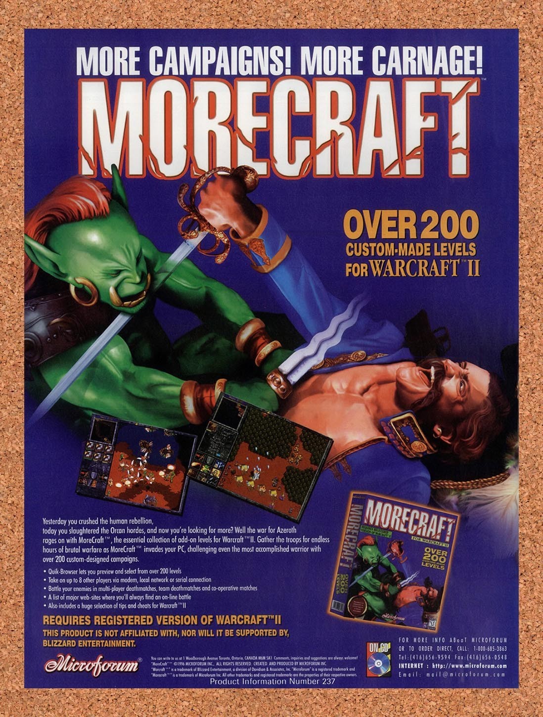 1997 WarCraft II MoreCraft Custom-Level Pack Original Advertisement / Promo v1