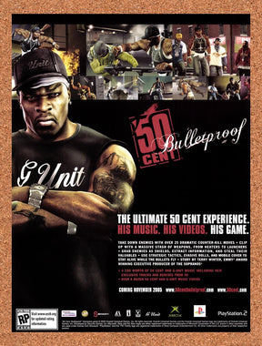 2005 50 Cent Bulletproof Xbox Original Advertisement / Retro Promo v1