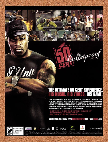 2005 50 Cent Bulletproof Xbox Original Advertisement / Retro Promo v1