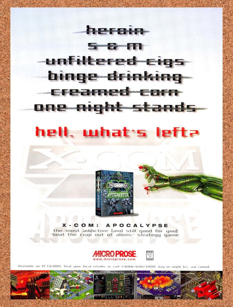 1997 X-Com Apocalypse PC Original Advertisement / Retro Promo v3