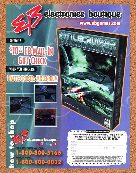 Battlecruiser Millennium PC Original 2006 Ad Authentic EB Games Video Game Promo