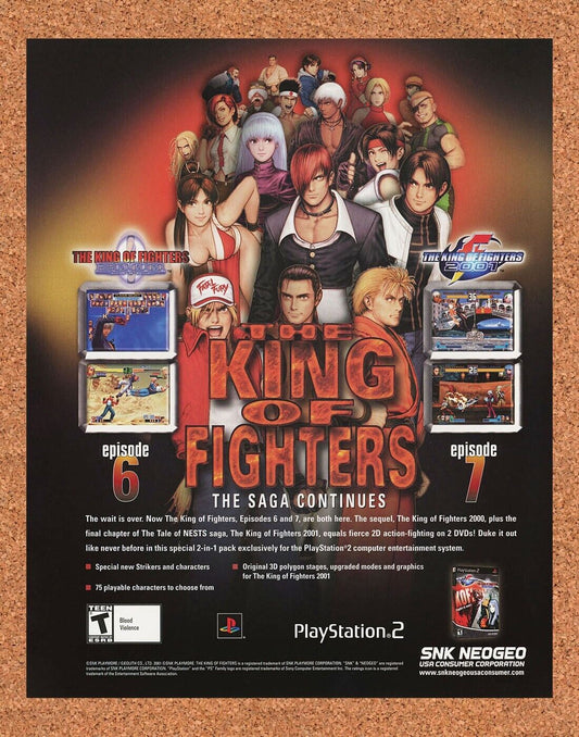 King Of Fighters 2000 2001 PS2 Saga Original 2004 Ad Authentic Video Game Promo