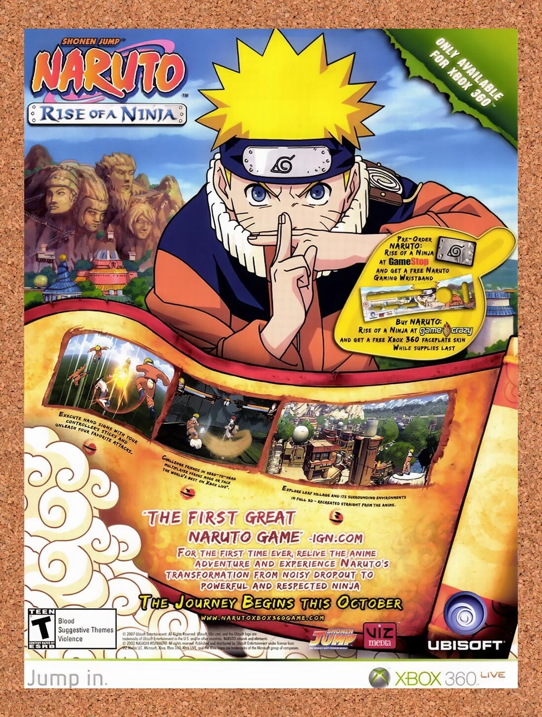 2008 Naruto Rise Of A Ninja GameStop Pre-Order Original Ad / Retro Wall Art v1