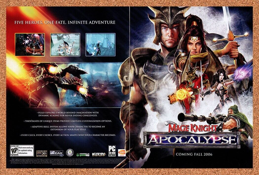 Mage Knight Apocalypse PC Original 2006 Ad Authentic Bandai Video Game Promo