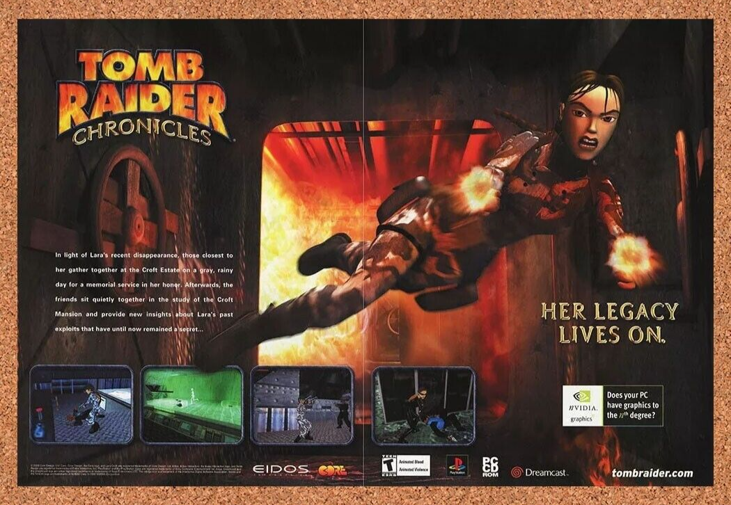 Tomb Raider Chronicles PC Original 2001 Ad Authentic Nvidia Video Game Promo