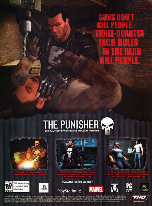 The Punisher PS2 Original 2006 Ad Authentic Violent Video Game FPS Promo v1