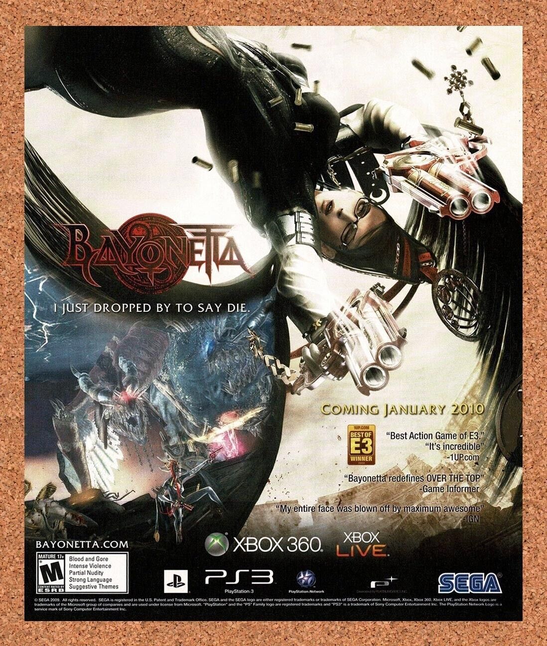 2008 Bayonetta Xbox 360 Original Advertisement / Retro Wall Art v1