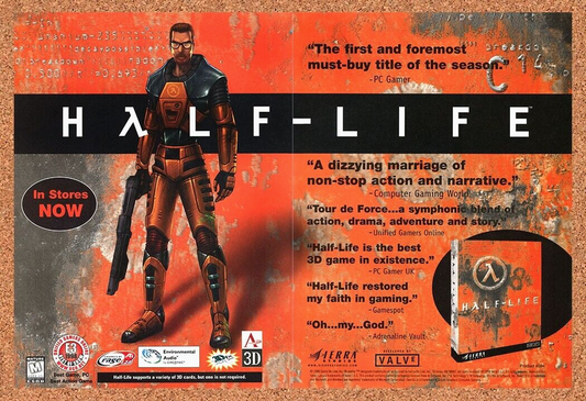 Half-Life 1 PC Original 1998 Ad Authentic Sierra Valve Video Game Release Promo