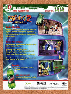 2004 Blinx 2 Masters Of Time & Space Mountain Dew Xbox Hints Original Ad v1